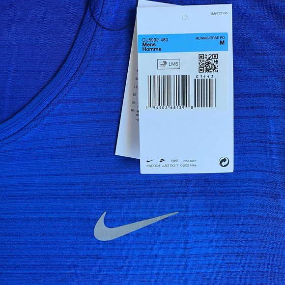 NWT Nike Dri-FIT Miler Men's Running T-Shirt Color Blue Size S, XXL - Picture 2 of 8